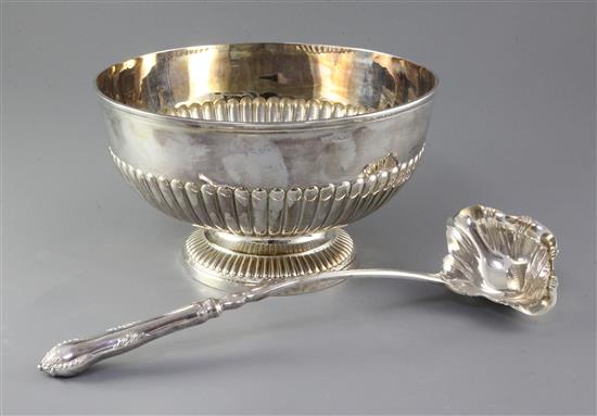 An Edwardian demi fluted silver punch bowl by Mappin & Webb, 26.5 oz.